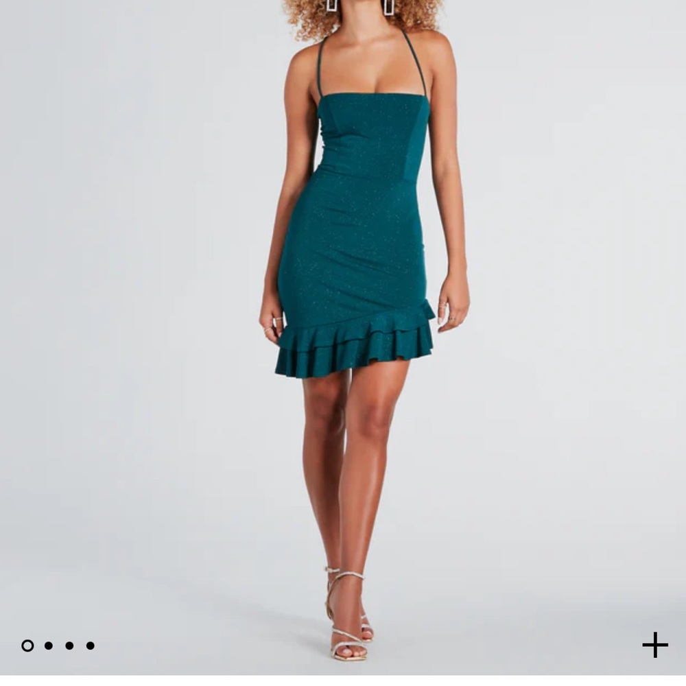 Windsor Sparkle Is The Answer Glitter Ruffle Mini Dress